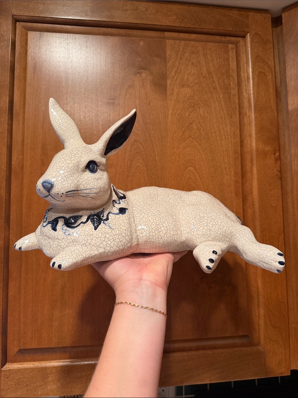 Dedham Pottery Rabbit by Potting Shed, Crackle Glaze Signed, 14", Rare Find